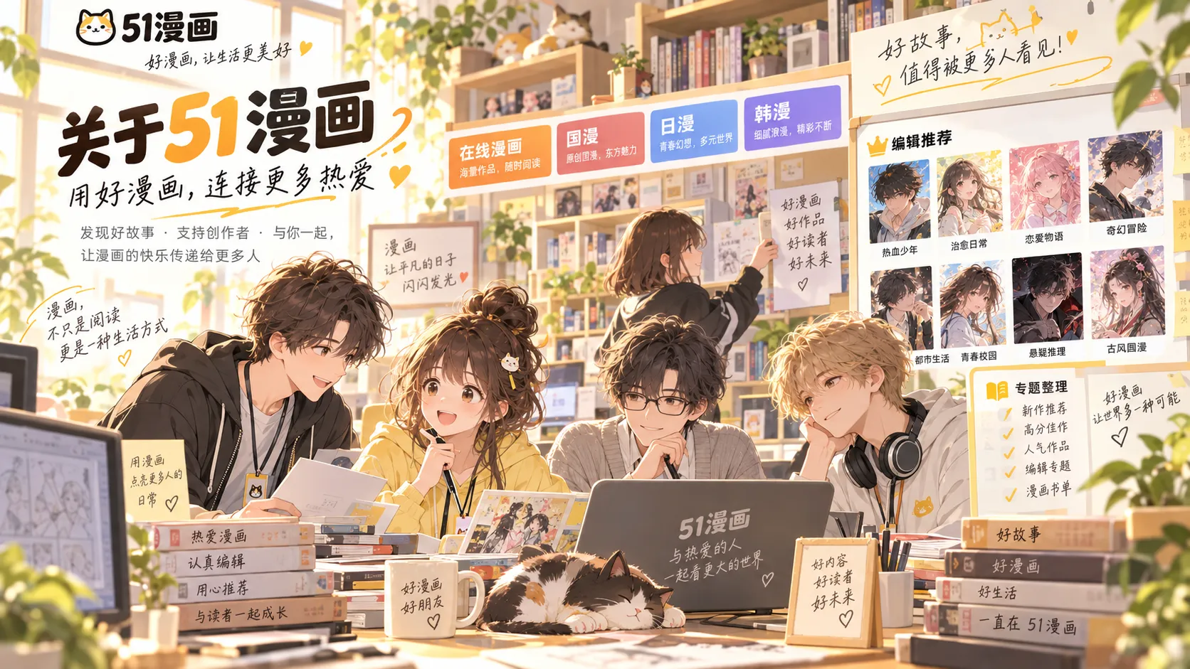 51漫画漫画编辑与产品团队场景