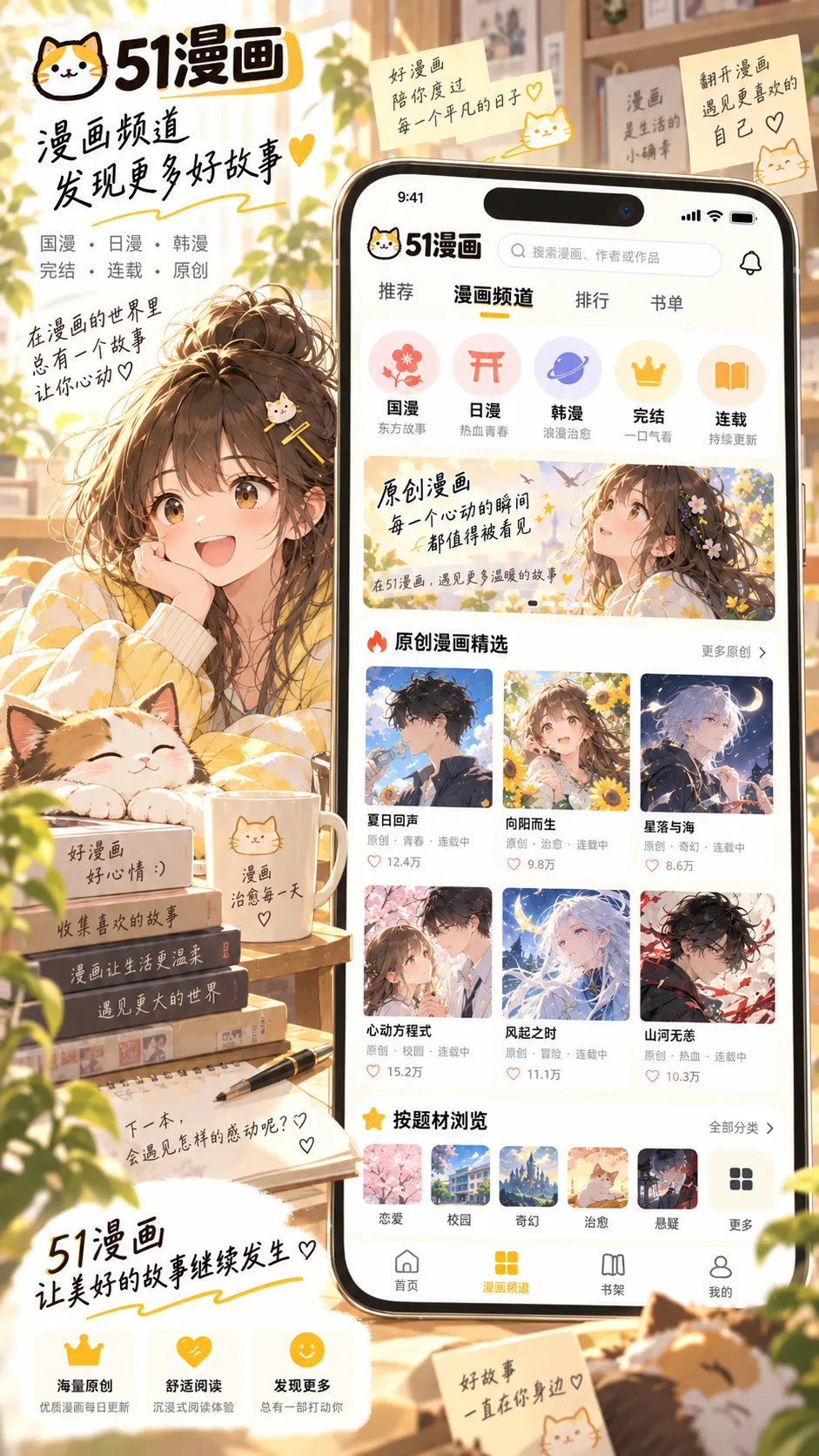 51漫画 APP 漫画推荐频道界面