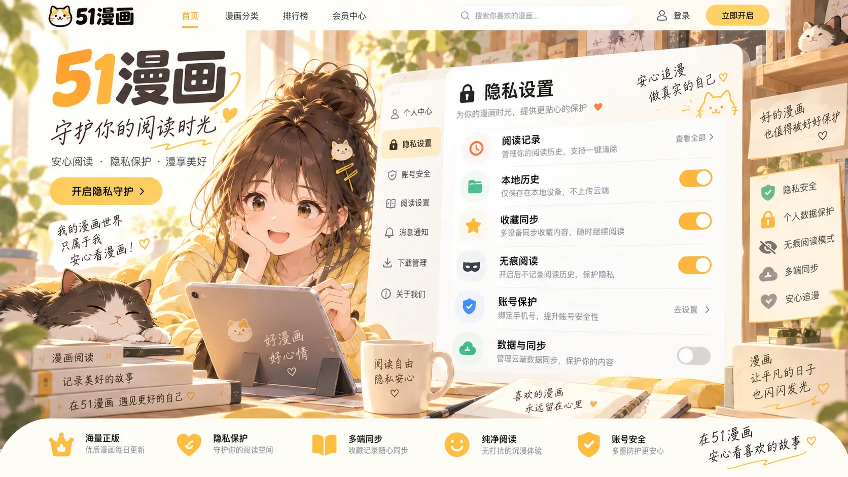 51漫画阅读记录与隐私设置